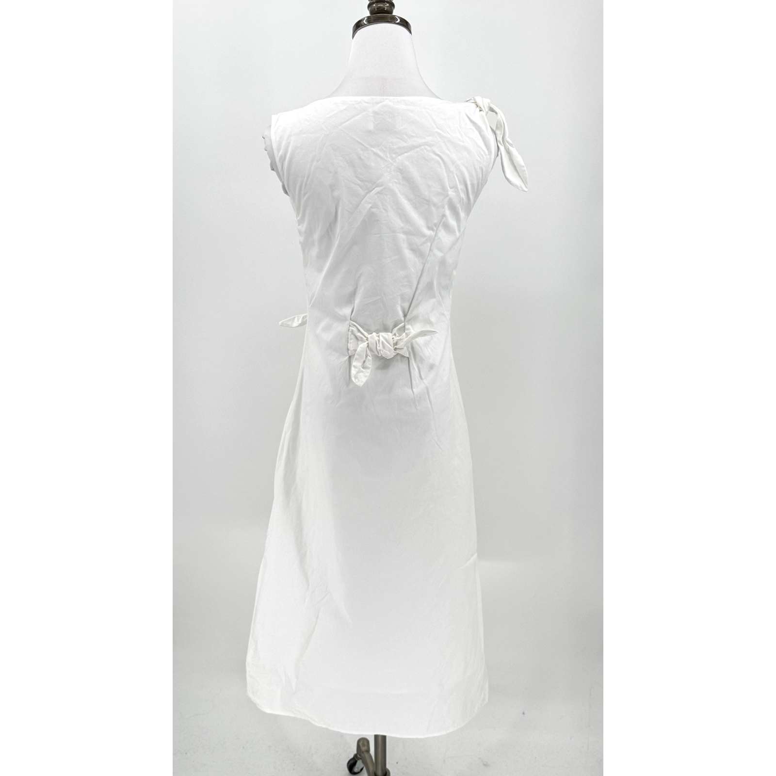 Boskemper Womens White Cotton Tie Shoulder Midi Dress Sleeveless Sz Xs — image 4 of 5